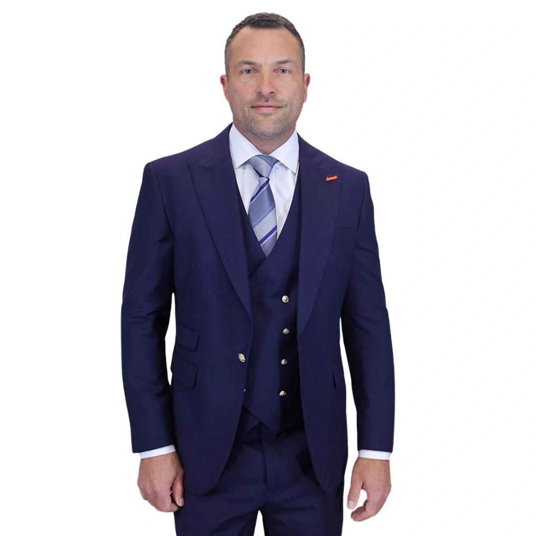 Aether Crest: Navy-Blau Anzug, Dreiteilig, Modern Fit. Der Stil, der Sie ausmacht!