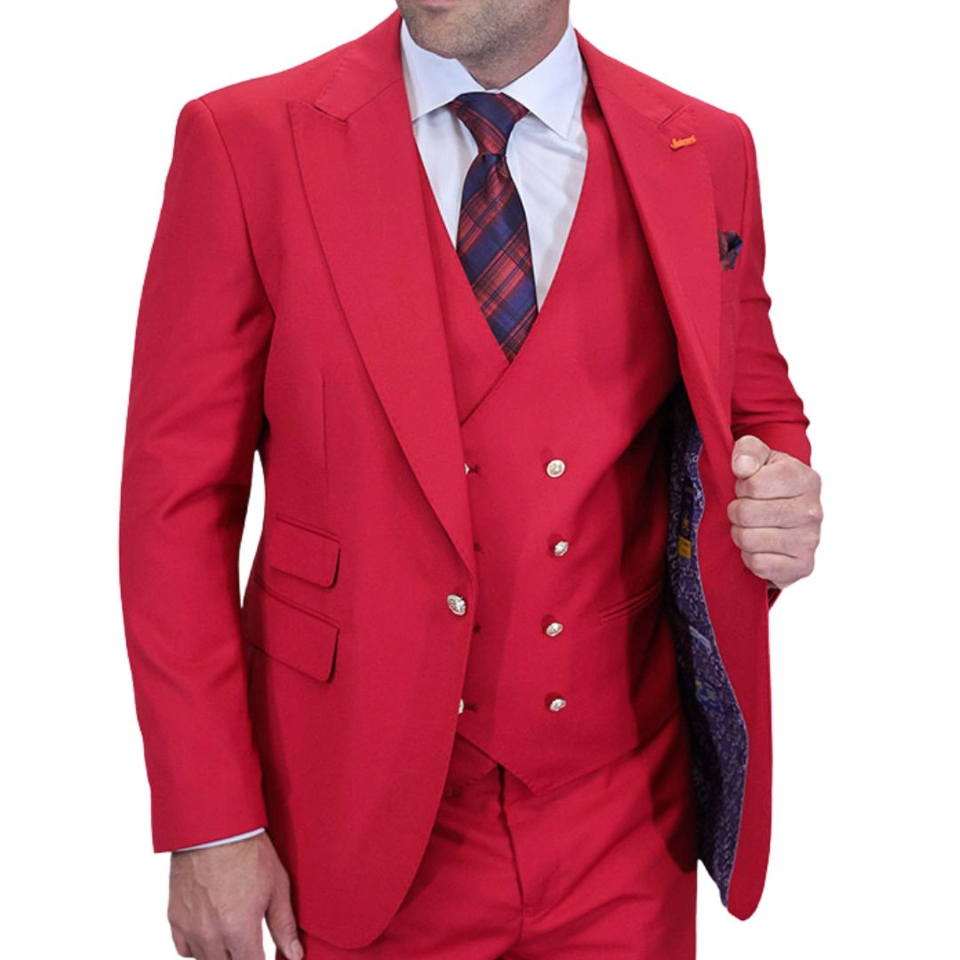 Aether Crest Collection: Statement Berry 3-Piece Modern Fit Suit
